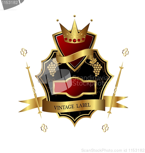 Image of Illustration of black golden label for design heraldic or packin