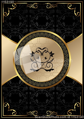 Image of ornate background with golden luxury framed label