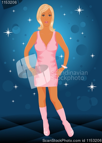 Image of  blond beautiful girl disco dancer