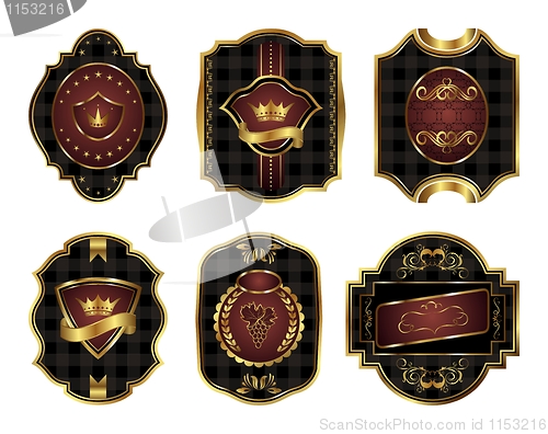 Image of set black gold-framed labels