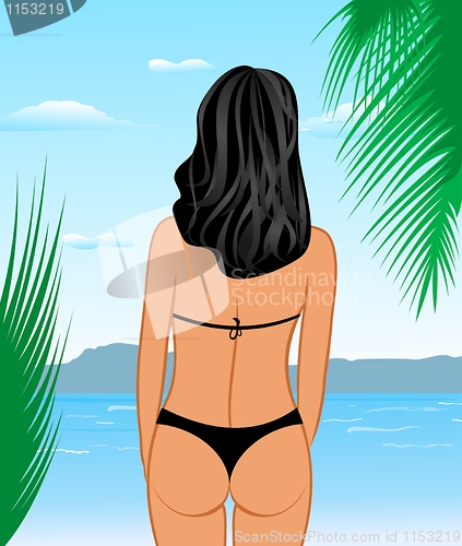 Image of sexy woman's back on the beach