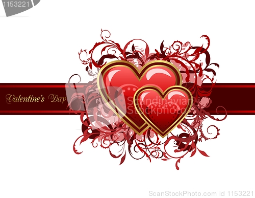 Image of Valentine's grunge card with hearts