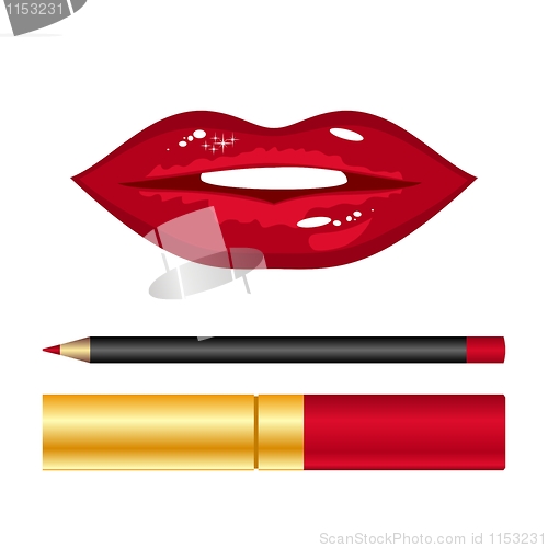 Image of red lips and lipstick