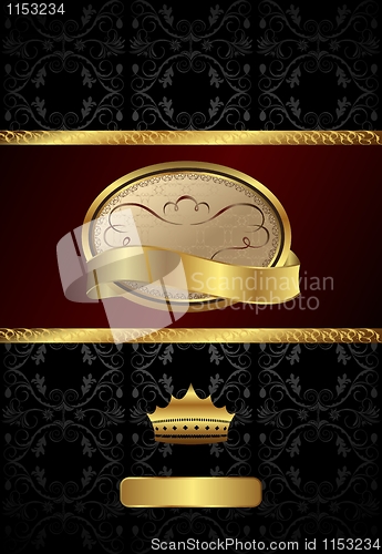 Image of background with golden luxury label and crown