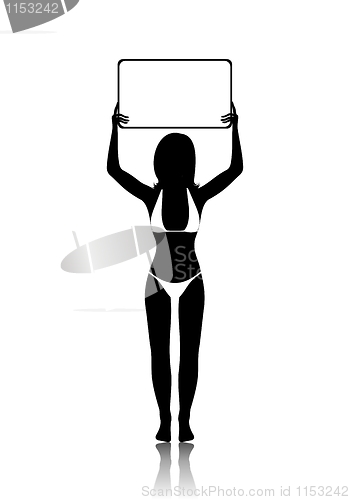 Image of girl silhouette with banner isolated