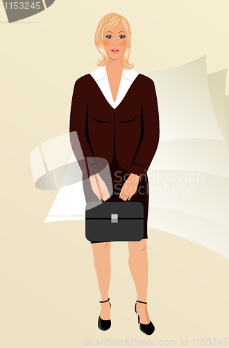 Image of business women with case isolated