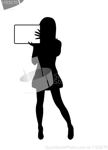 Image of girl silhouette with banner isolated