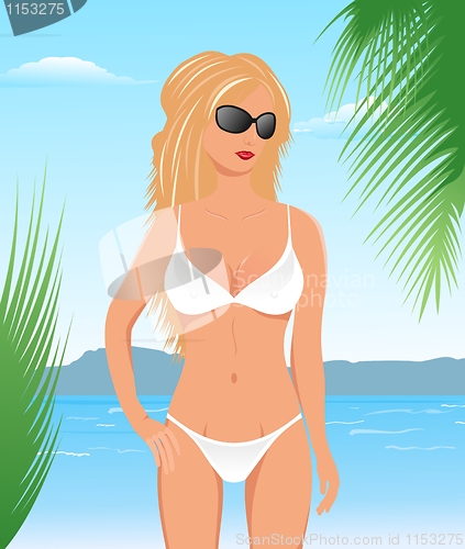 Image of pretty blonde girl on beach