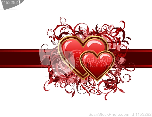 Image of Valentine's grunge card with hearts