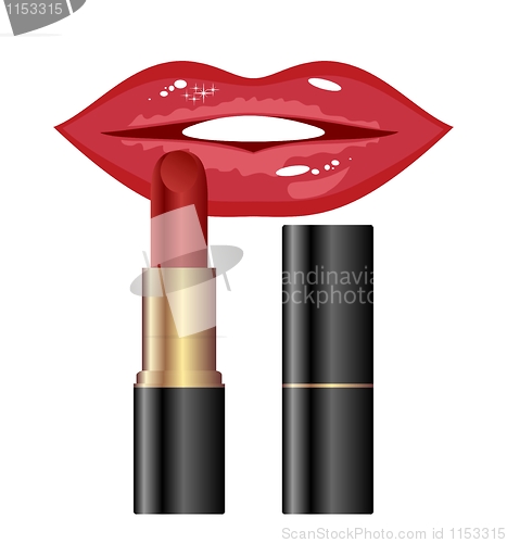 Image of red lips and lipstick