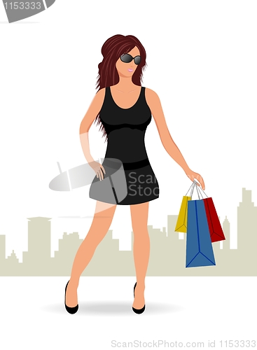 Image of shopping girl with bags