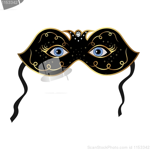 Image of Blue eyes hidden under theatrical mask