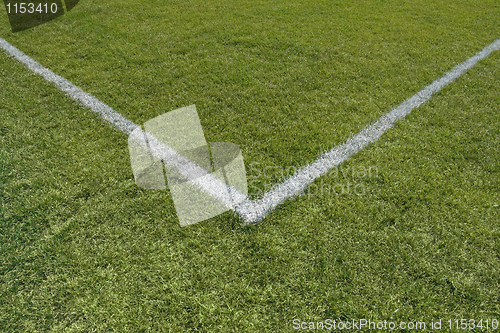 Image of Painted lines in the corner of a playing field