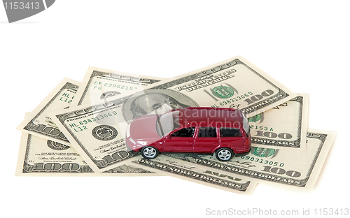 Image of Red car and money