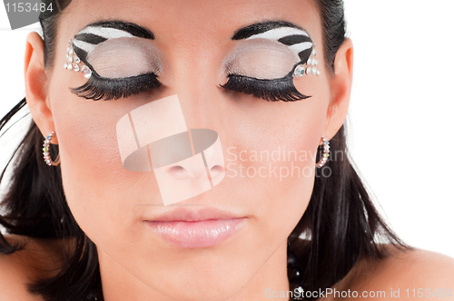 Image of Woman with color face art