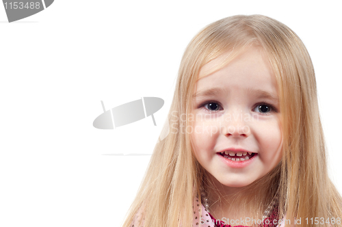 Image of Portrait of little cute girl with long hair