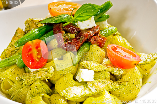 Image of pasta pesto and vegetables