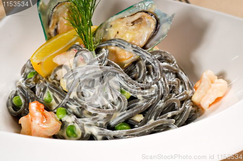 Image of seafood black spaghetti