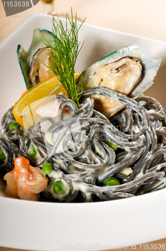 Image of seafood black spaghetti