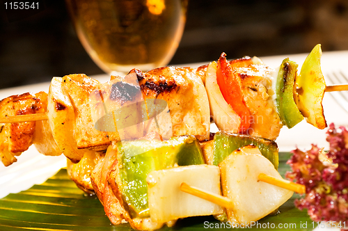 Image of chicken and vegetables skewers