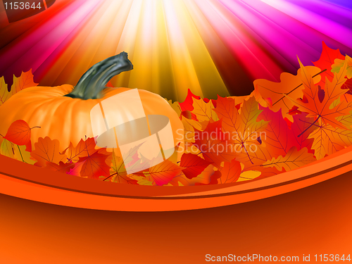 Image of Abstract Classical autumn card with pumpkin. EPS 8