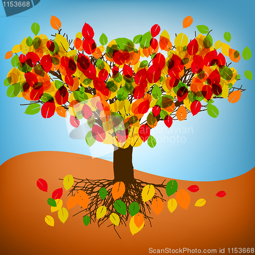 Image of autumn tree drawing with colorful leafs. EPS 8