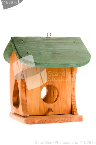 Image of wooden birdhouse isolated on the white
