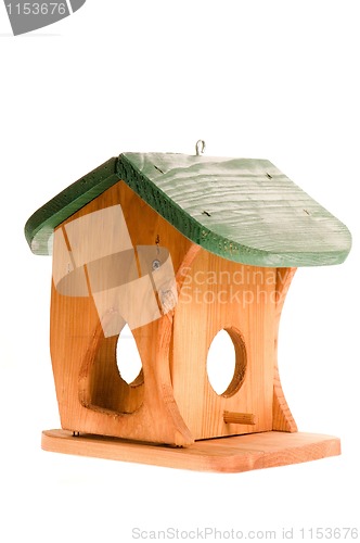 Image of wooden birdhouse isolated on the white