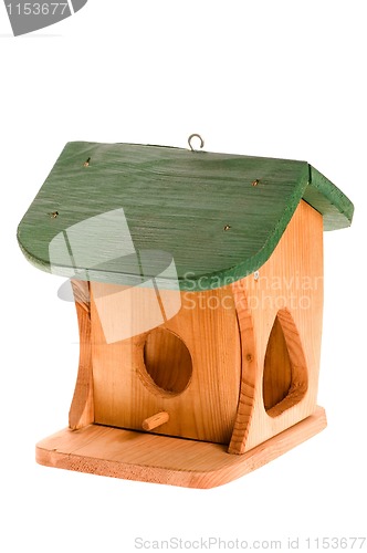 Image of wooden birdhouse isolated on the white