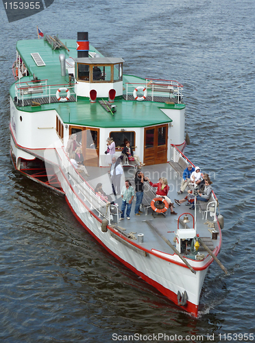 Image of Boat On The Vltava River In Prague 