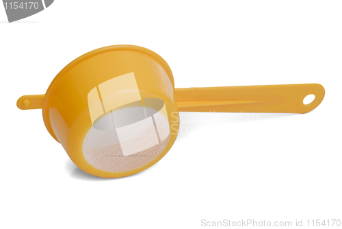 Image of Yellow plastic colander