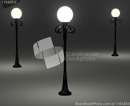 Image of 3d old fashioned lamp posts