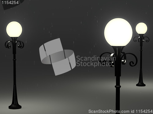 Image of 3d old fashioned lamp posts