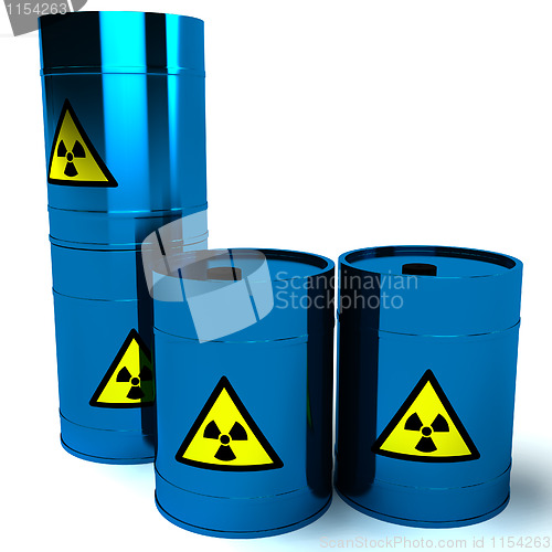 Image of 3d blue barrel radioactive waste