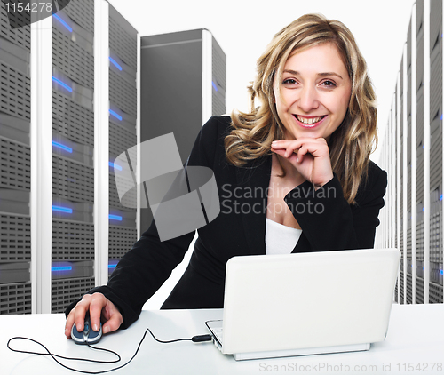 Image of virtual server 3d and woman