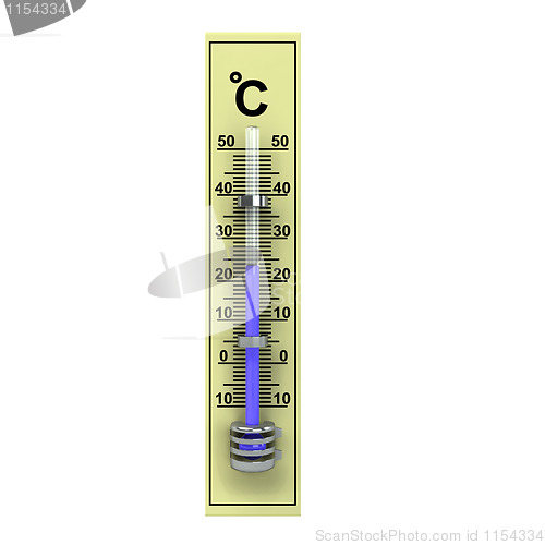 Image of 3d yellow wooden termometer