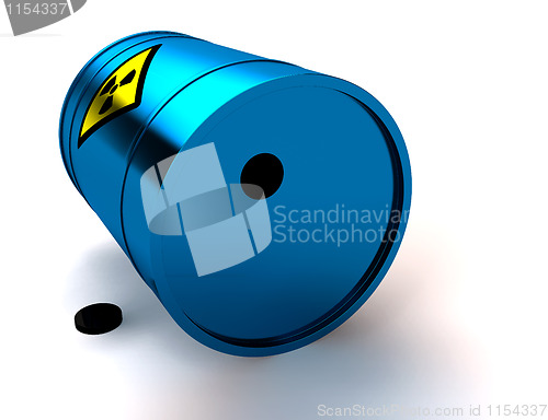 Image of 3d blue barrel radioactive waste