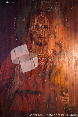 Image of old religious icon painted on wood