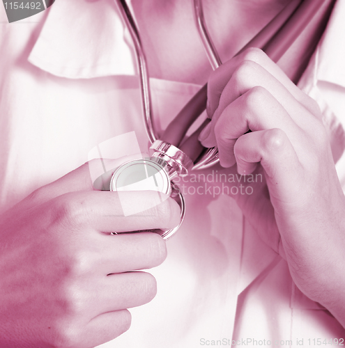 Image of Portrait of a young doctor with stethoscope.