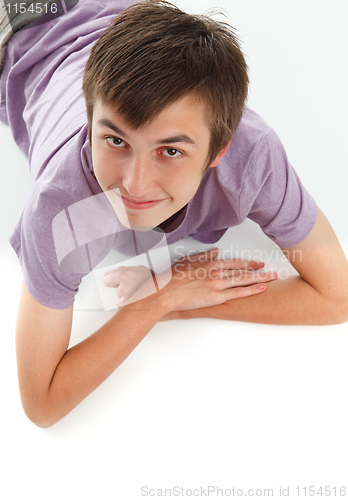 Image of Smiling boy looking up