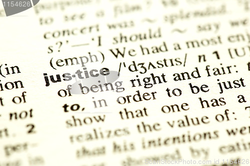 Image of Dictionary definition of the word "Justice" in English