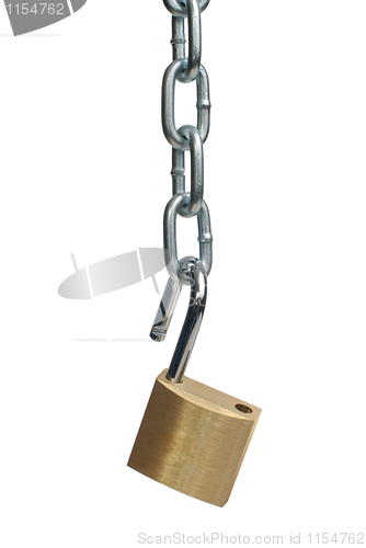 Image of Open padlock and chain 