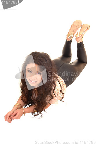 Image of Pretty Asian girl lying.