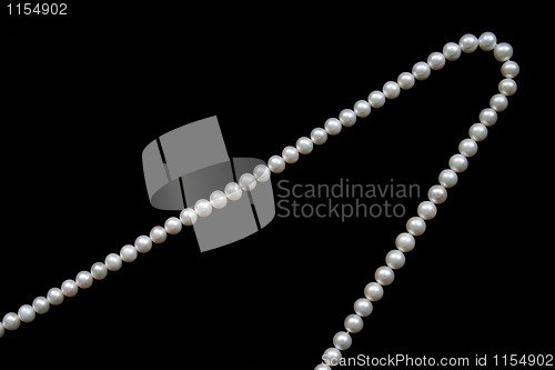 Image of White pearls on the black velvet  background