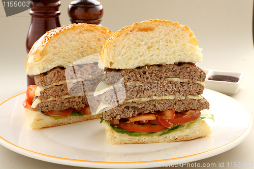 Image of Sliced Triple Decker Burger