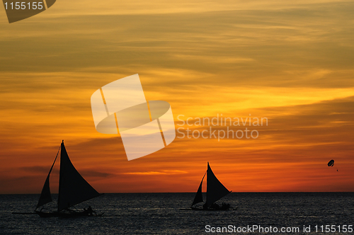 Image of Ocean sunset glow landscape