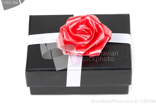 Image of black gift box with bow