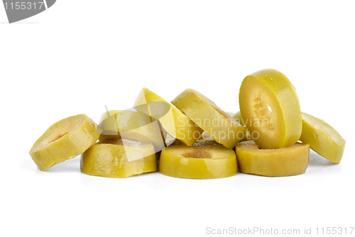 Image of Few sliced green olives
