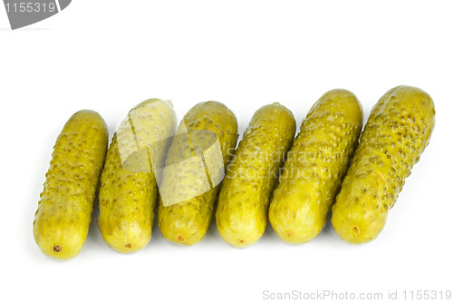 Image of Six marinated  gherkins