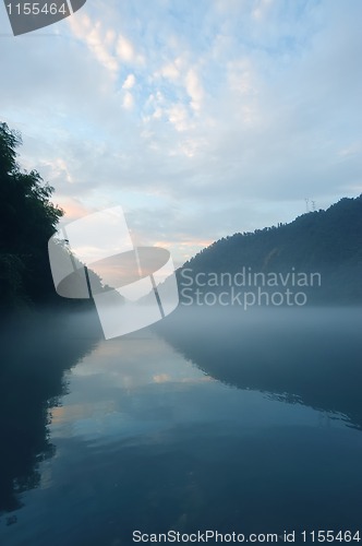 Image of River landscape at sunset